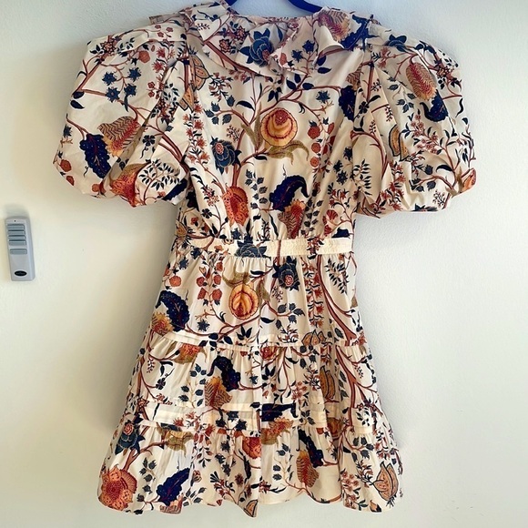 Ulla Johnson Neutral Maude floral cotton wrap mini dress 4 - Picture 11 of 13